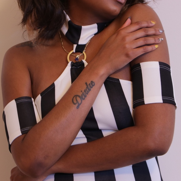 "Striped Out" black and white stripe mini dress - Picture 3 of 5